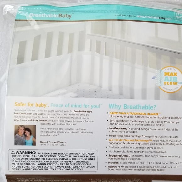Breathable Baby Mesh Crib Liner White - Picture 6 of 6